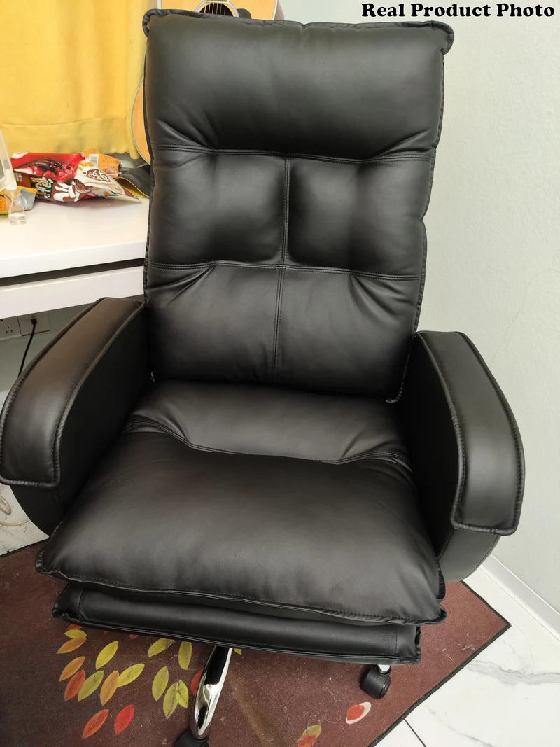 Modern Minimalist Rectangular PU Leather Steel Aluminum Alloy Swivel Mobile Desk Chair Backrest Armrest For Home Office