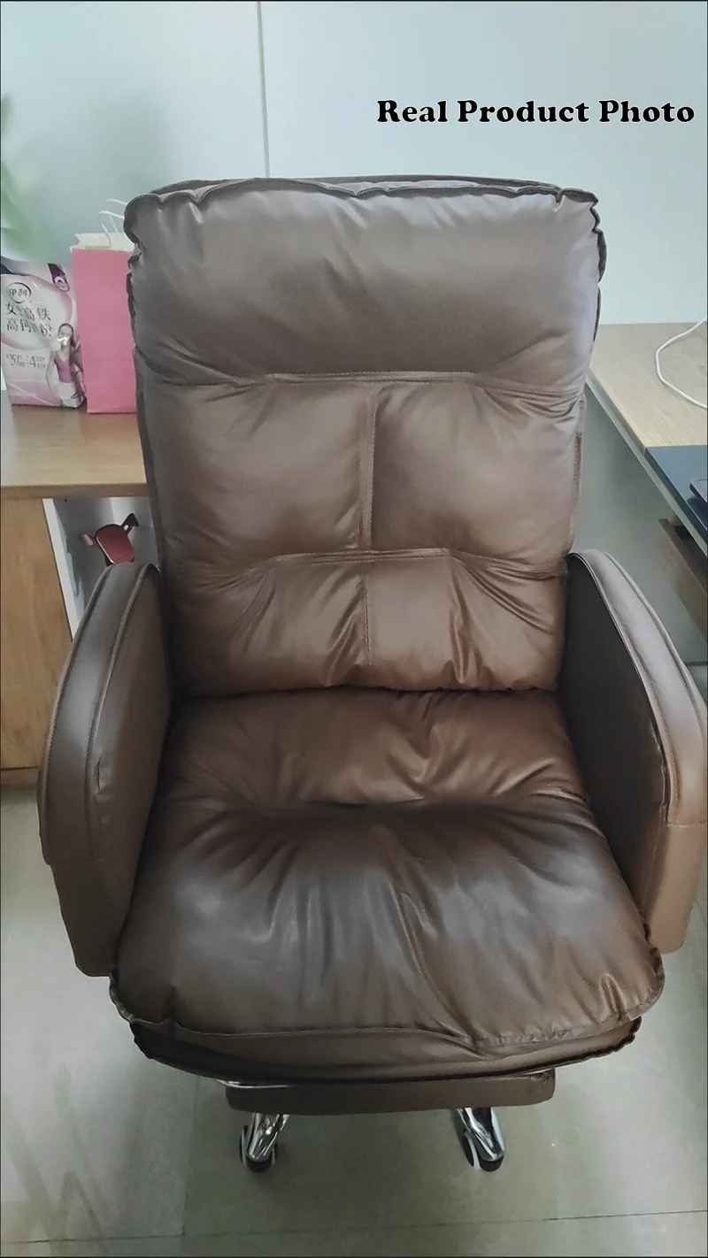 Modern Minimalist Rectangular PU Leather Steel Aluminum Alloy Swivel Mobile Desk Chair Backrest Armrest For Home Office