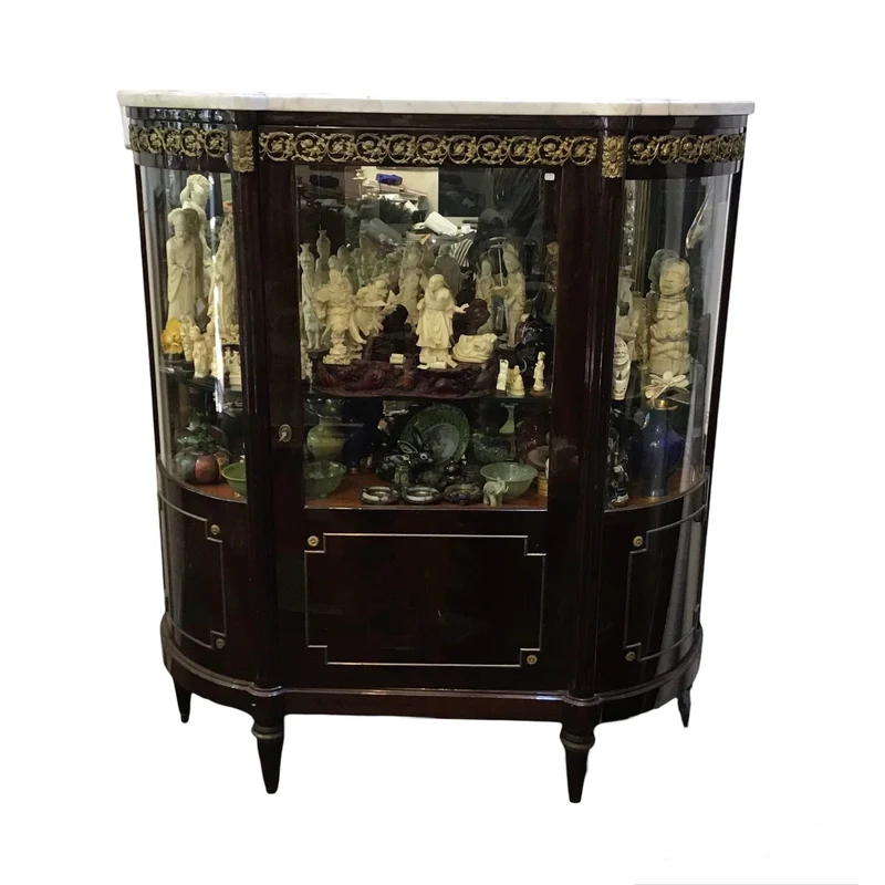 Louis XVI display case with marble top