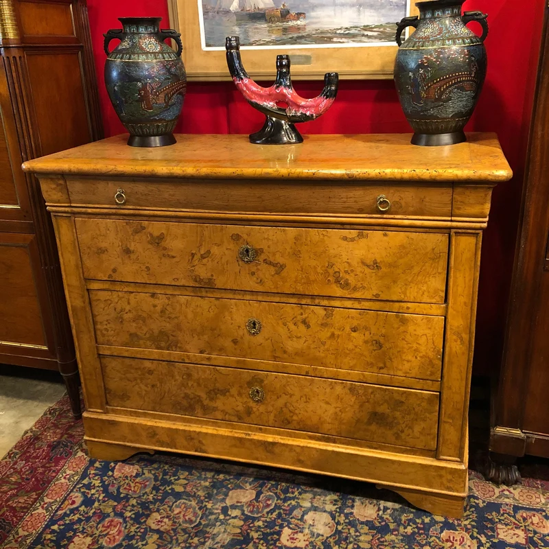 Charles X style lupe d'abaine wooden chest of drawers