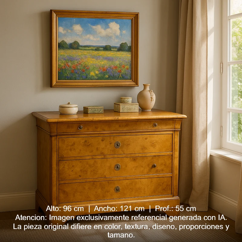 Charles X style lupe d'abaine wooden chest of drawers