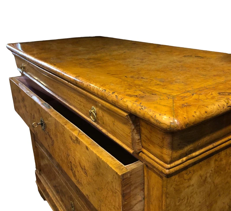 Charles X style lupe d'abaine wooden chest of drawers