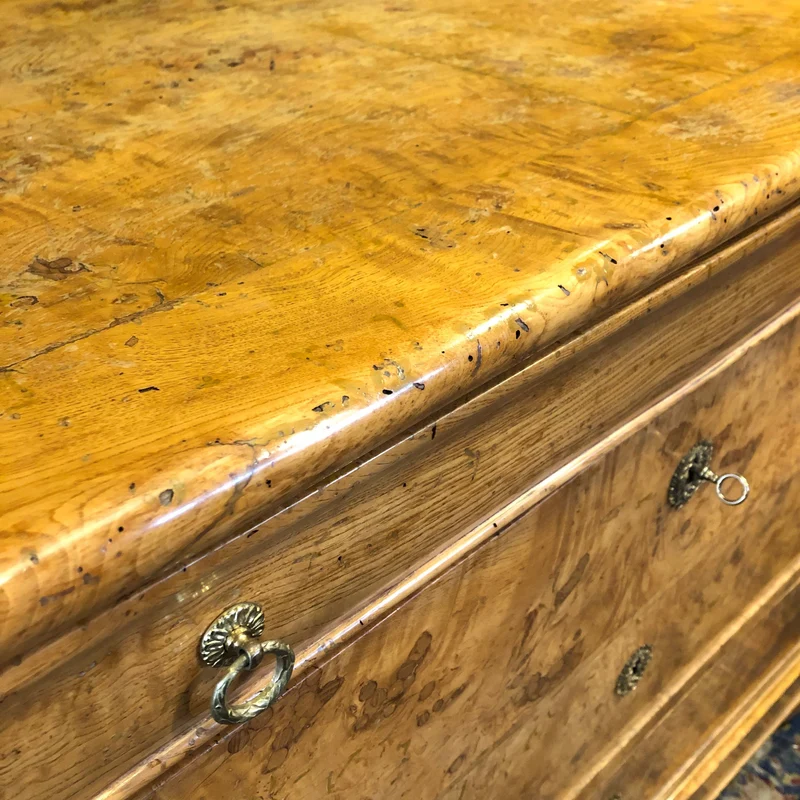 Charles X style lupe d'abaine wooden chest of drawers