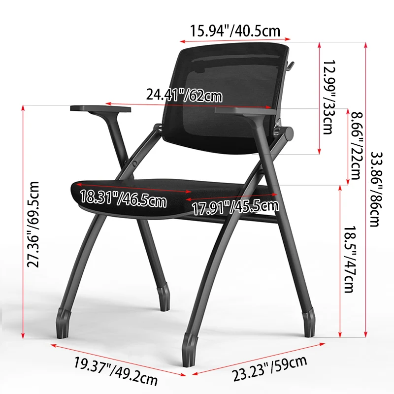 Ergonomic Adjustable Tilt Desk Chair - Minimalist Foldable Office Chair With Breathable Mesh & Bag Hook For Home Office