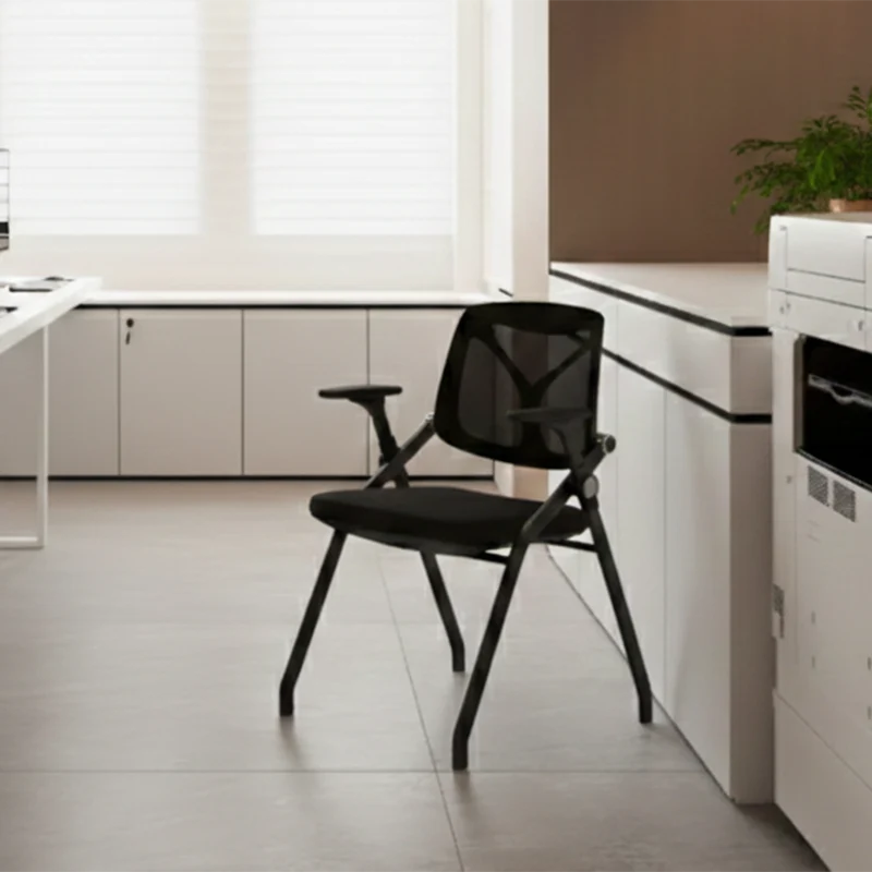 Black Mesh Back Ergonomic Desk Chair - Minimalist Adjustable Armrests, High-Density Foam Seat & Foldable Design For Home Office