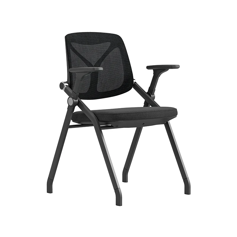 Black Mesh Back Ergonomic Desk Chair - Minimalist Adjustable Armrests, High-Density Foam Seat & Foldable Design For Home Office