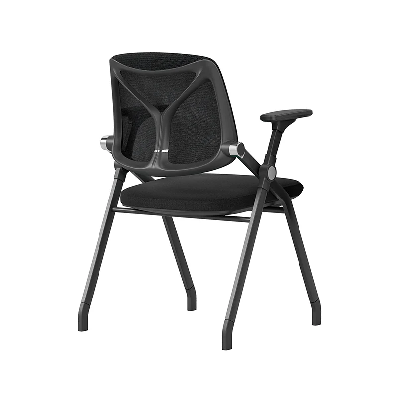 Black Mesh Back Ergonomic Desk Chair - Minimalist Adjustable Armrests, High-Density Foam Seat & Foldable Design For Home Office