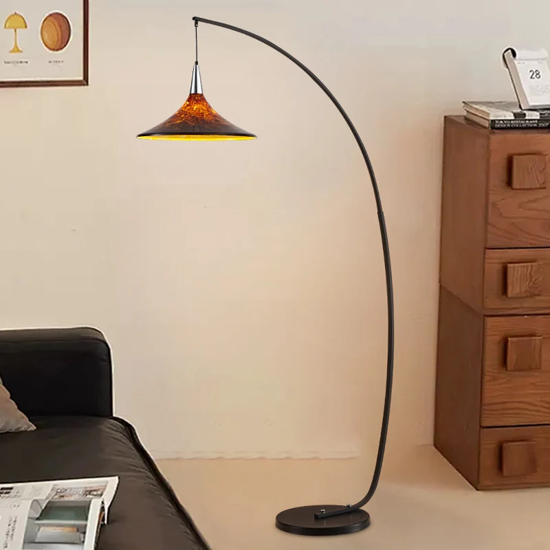 Contemporary Scandinavian Iron Acrylic Fan-Shaped 1-Light Standing Floor Lamp For Living Room & Bedroom