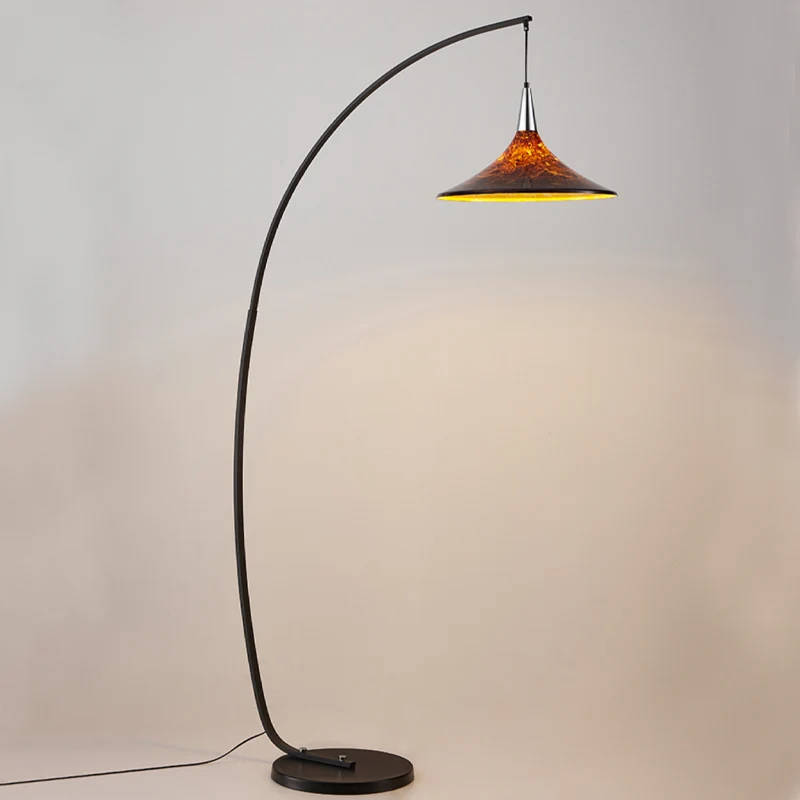 Contemporary Scandinavian Iron Acrylic Fan-Shaped 1-Light Standing Floor Lamp For Living Room & Bedroom