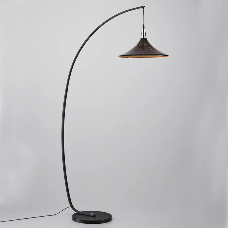 Contemporary Scandinavian Iron Acrylic Fan-Shaped 1-Light Standing Floor Lamp For Living Room & Bedroom