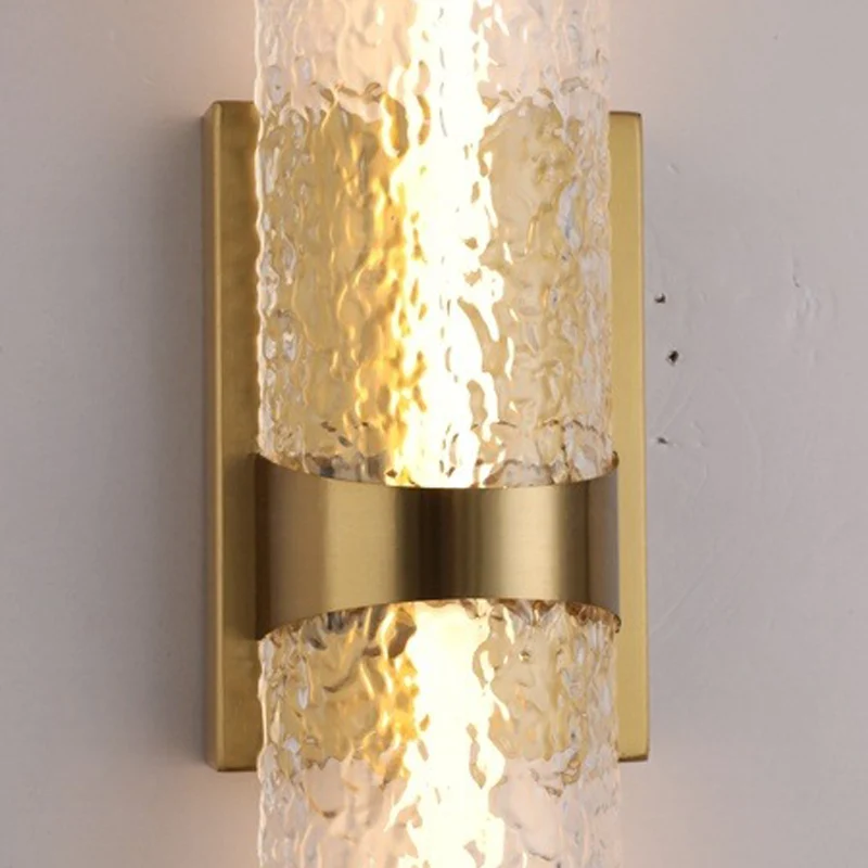 Contemporary Scandinavian Iron Acrylic Water Wave Cylinder LED Wall Sconce Lamp For Living Room
