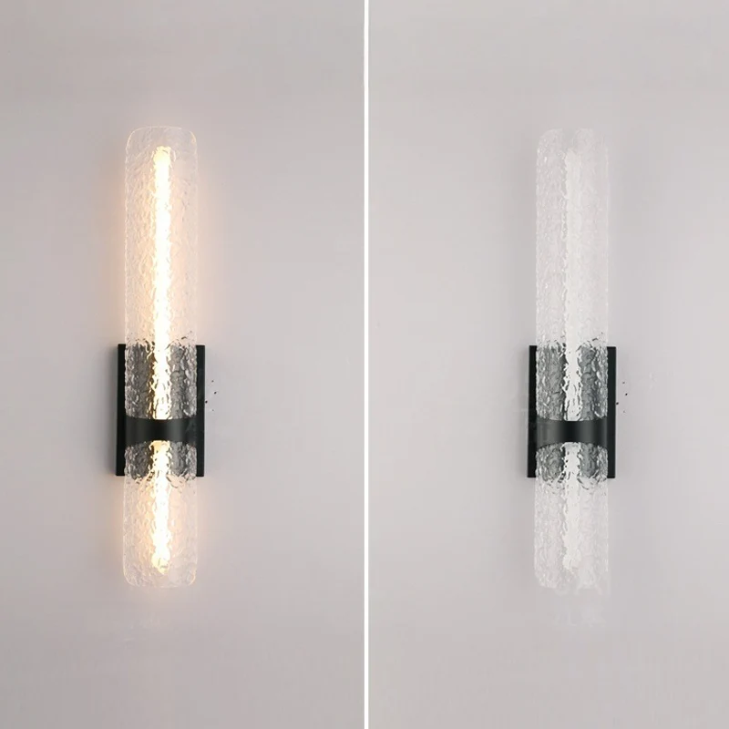 Contemporary Scandinavian Iron Acrylic Water Wave Cylinder LED Wall Sconce Lamp For Living Room