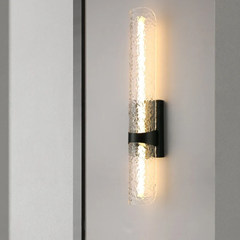 Contemporary Scandinavian Iron Acrylic Water Wave Cylinder LED Wall Sconce Lamp For Living Room