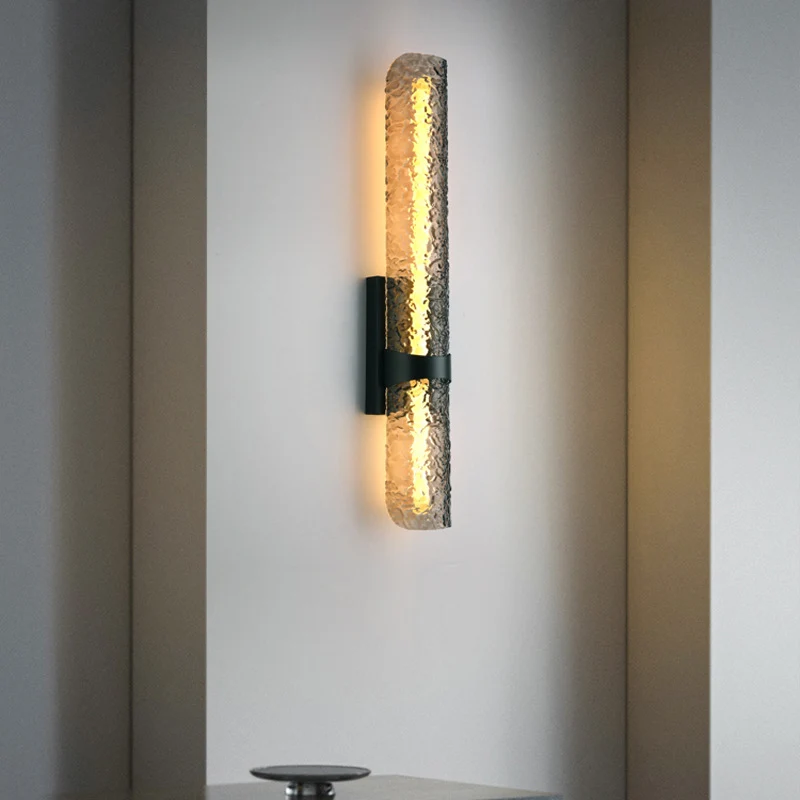Contemporary Scandinavian Iron Acrylic Water Wave Cylinder LED Wall Sconce Lamp For Living Room