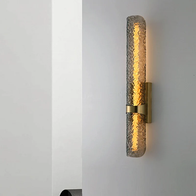 Contemporary Scandinavian Iron Acrylic Water Wave Cylinder LED Wall Sconce Lamp For Living Room