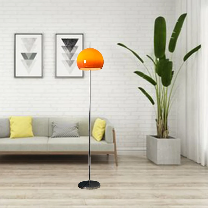 Modern Mid-Century Mushroom Round Iron Acrylic 2-Light Standing Floor Lamp For Living Room