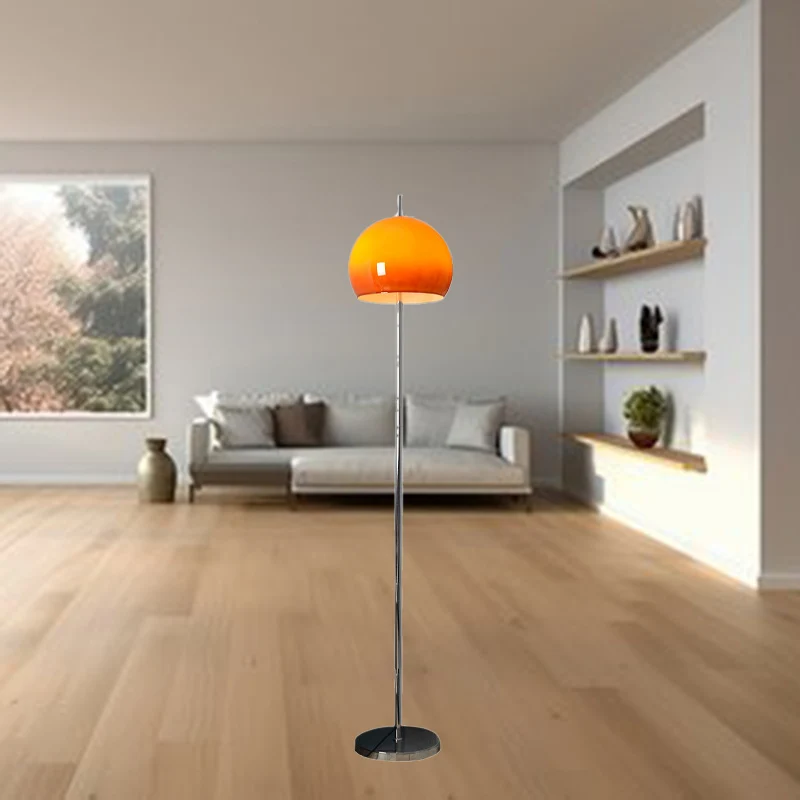 Modern Mid-Century Mushroom Round Iron Acrylic 2-Light Standing Floor Lamp For Living Room
