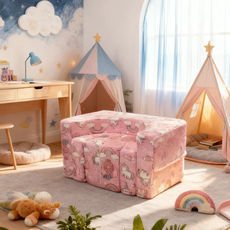 Contemporary Creative Freely Combinable Sofa: Rectangular Compressible Backrest Armrest Kids Sofa For Living Room