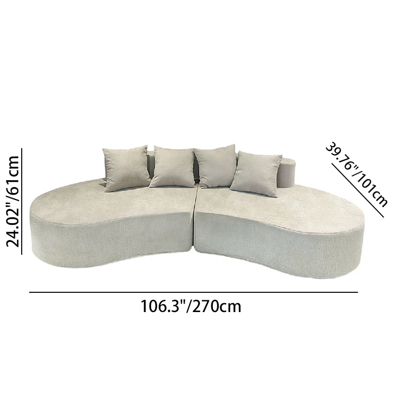 Nordic Dual-Oval Sectional Compression Sofa - Frameless Silent High-Resilience Foam Chenille Lounge Sofa For Living Room