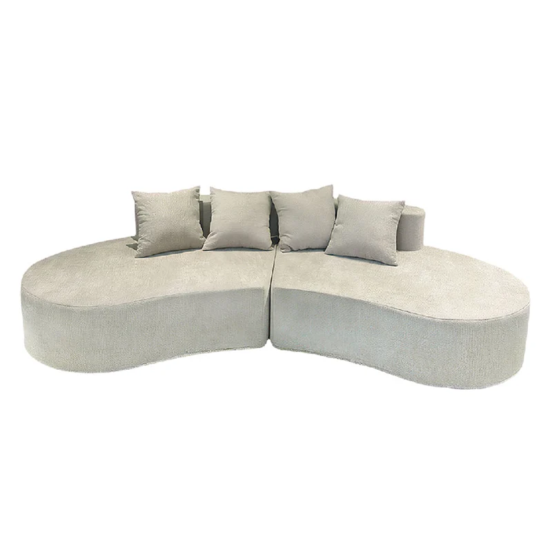 Nordic Dual-Oval Sectional Compression Sofa - Frameless Silent High-Resilience Foam Chenille Lounge Sofa For Living Room