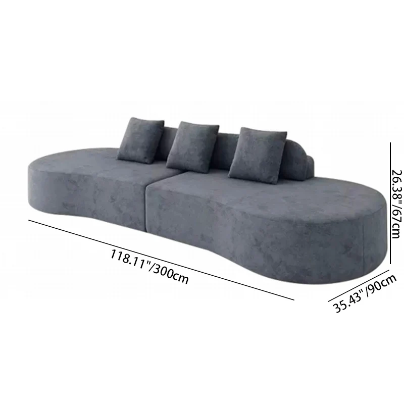 Contemporary Scandinavian Curved Streamline Fabric Sofa - Low Profile Accent Chair For Living Room