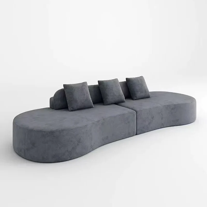 Contemporary Scandinavian Curved Streamline Fabric Sofa - Low Profile Accent Chair For Living Room