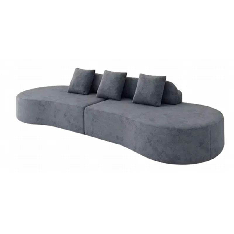 Contemporary Scandinavian Curved Streamline Fabric Sofa - Low Profile Accent Chair For Living Room