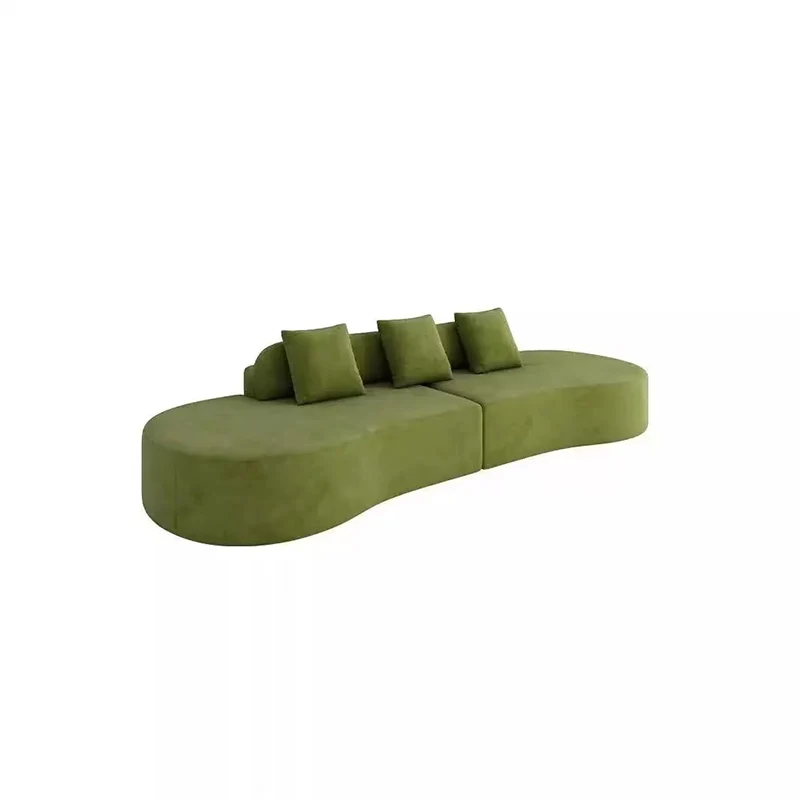 Contemporary Scandinavian Curved Streamline Fabric Sofa - Low Profile Accent Chair For Living Room