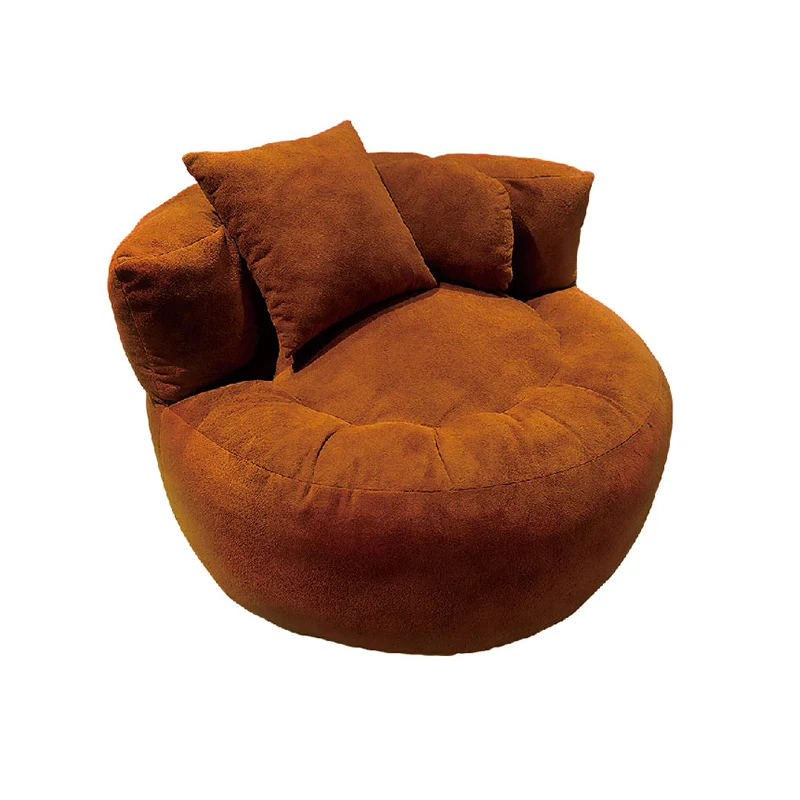 Contemporary Scandinavian Toweling Compressed Single Sofa - Round Circular Accent Chair For Living Room