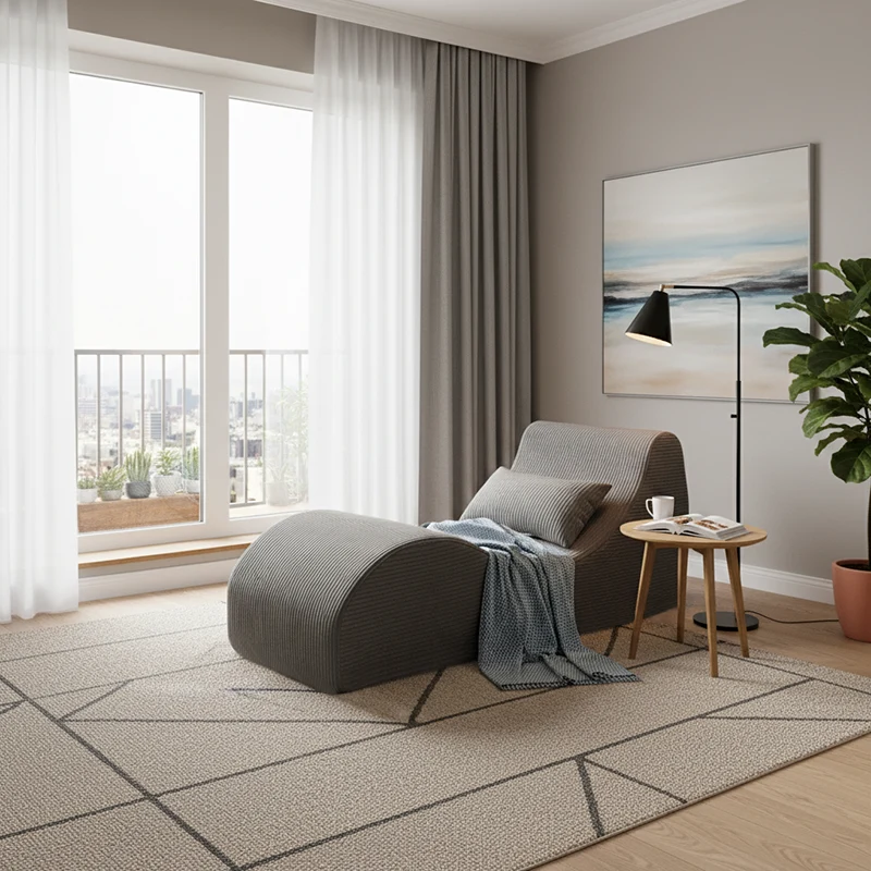 Contemporary Scandinavian Corduroy Compressed Accent Sofa - Wave-Shaped Lounge Chair For Living Room