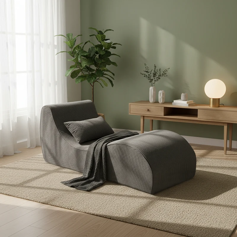 Contemporary Scandinavian Corduroy Compressed Accent Sofa - Wave-Shaped Lounge Chair For Living Room