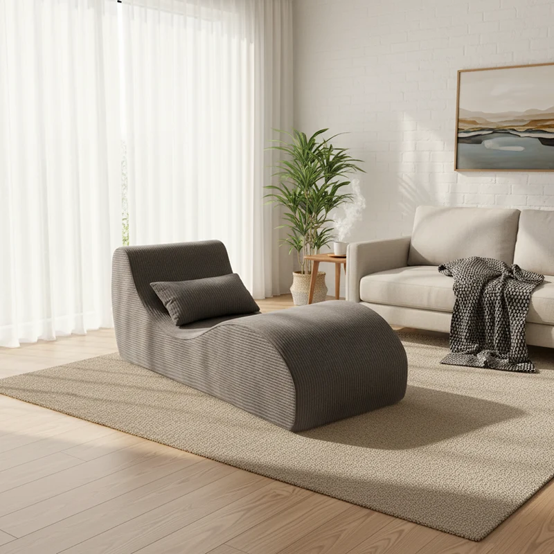 Contemporary Scandinavian Corduroy Compressed Accent Sofa - Wave-Shaped Lounge Chair For Living Room