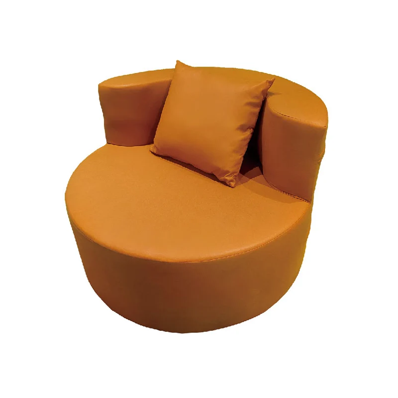 Contemporary Round Leathaire Compressed Sofa - Scandinavian High-Density Sponge Lounge Chair For Living Room