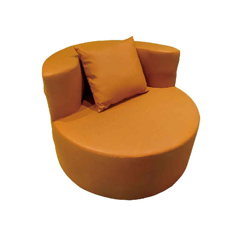 Contemporary Round Leathaire Compressed Sofa - Scandinavian High-Density Sponge Lounge Chair For Living Room