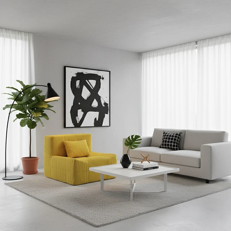 Contemporary Nordic Corduroy Compressed Accent Sofa - High-Density Sponge Lazy Sofa For Living Room