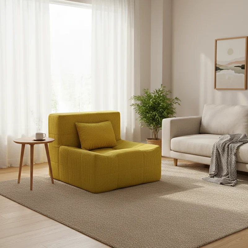 Contemporary Nordic Corduroy Compressed Accent Sofa - High-Density Sponge Lazy Sofa For Living Room