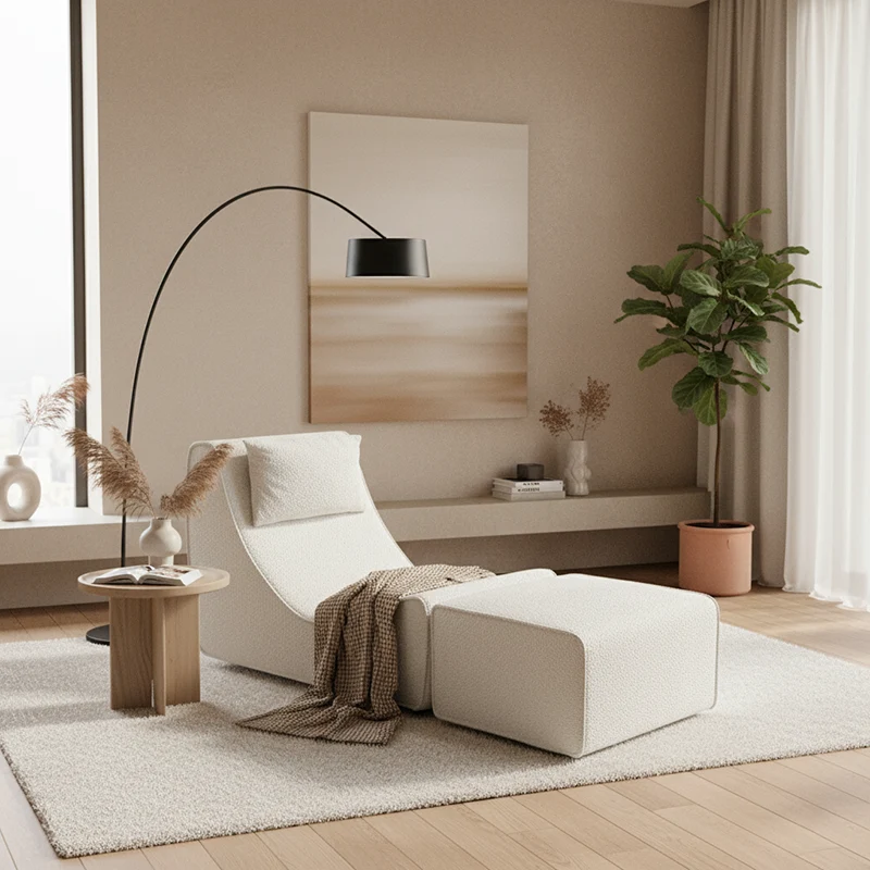 Modern Minimalist Compressed Sherpa Sofa - Wave-Shaped S-Curve Lounge Chair For Living Room