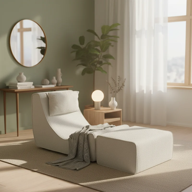 Modern Minimalist Compressed Sherpa Sofa - Wave-Shaped S-Curve Lounge Chair For Living Room