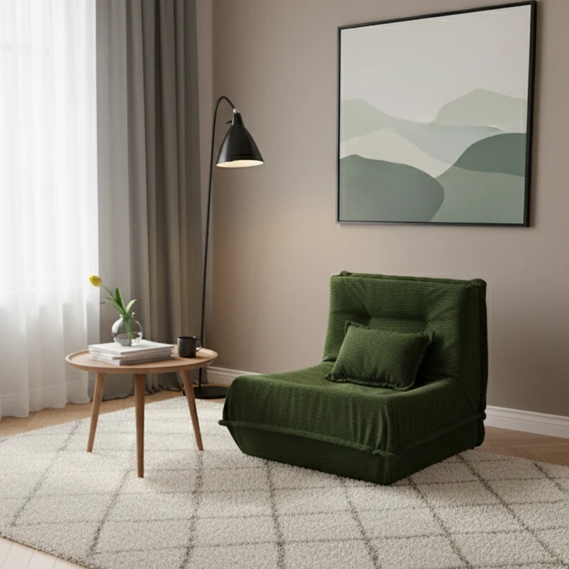 Contemporary Nordic Corduroy Compressed Single Sofa - No-Installation High-Density Sponge Accent Chair For Living Room