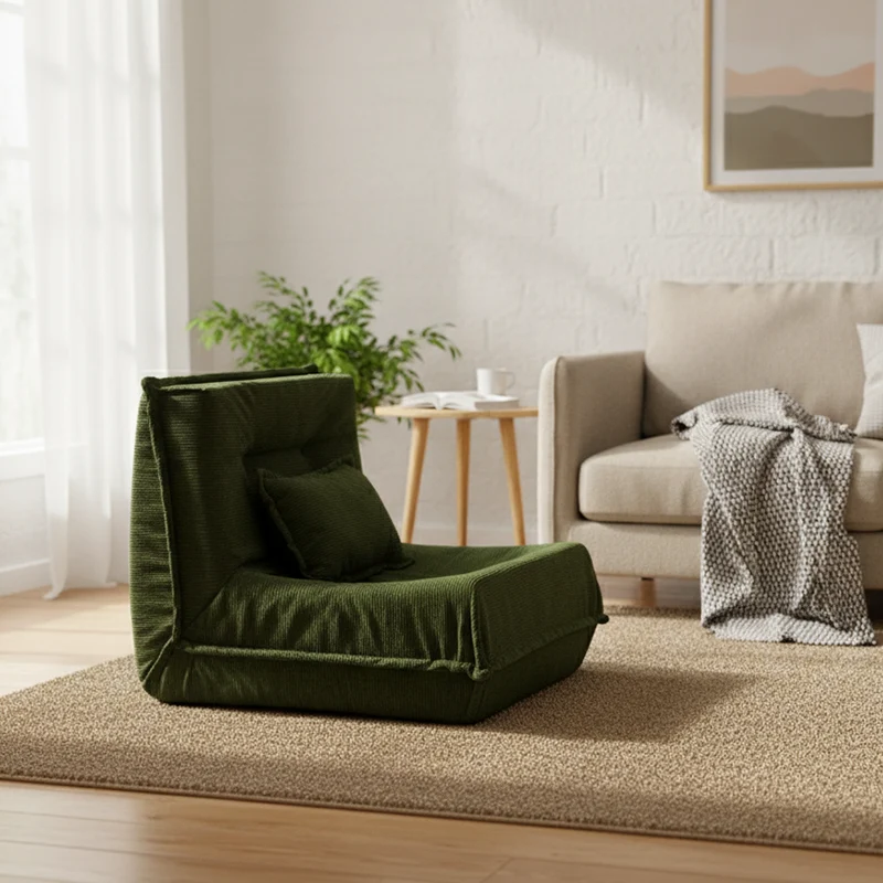 Contemporary Nordic Corduroy Compressed Single Sofa - No-Installation High-Density Sponge Accent Chair For Living Room