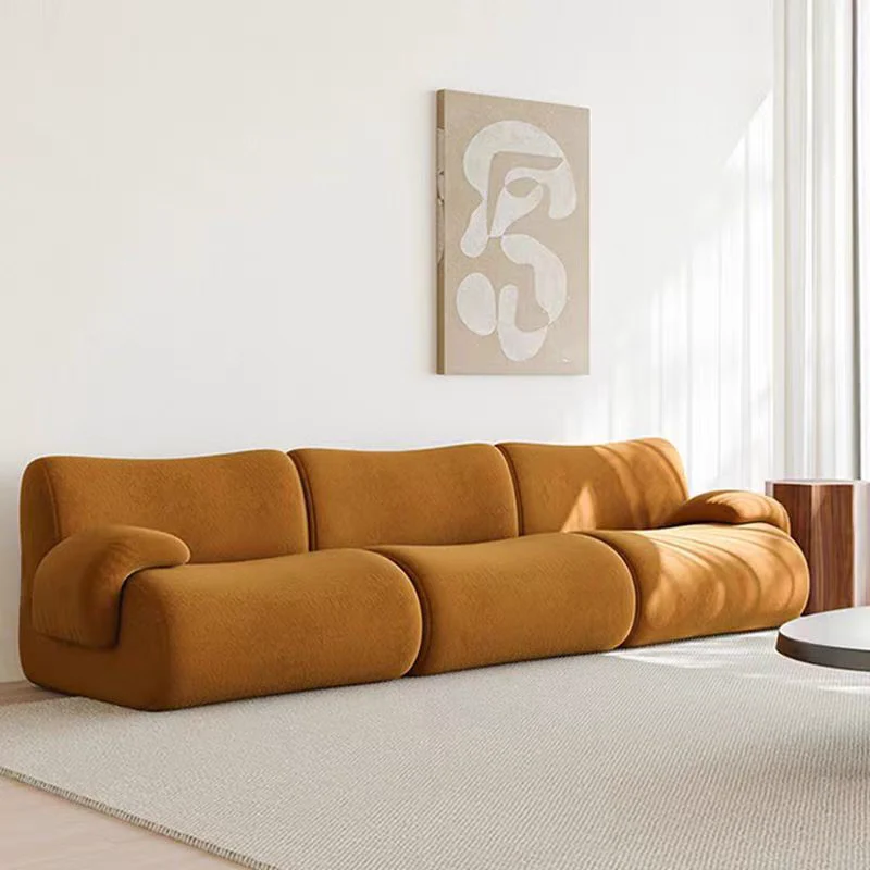 Contemporary Nordic Modular Fabric Compressed Sofa - Rounded 3-Section Accent Chair For Living Room
