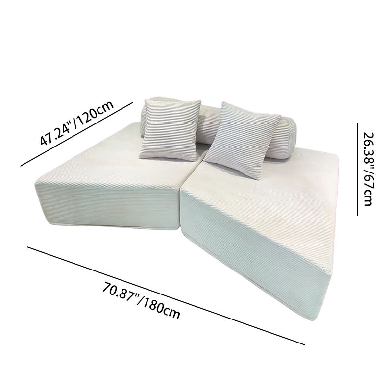Minimalist Trapezoidal Sectional Compression Sofa - High-Density Rebound Foam Silent Frameless Corduroy Lounge Chair For Living Room