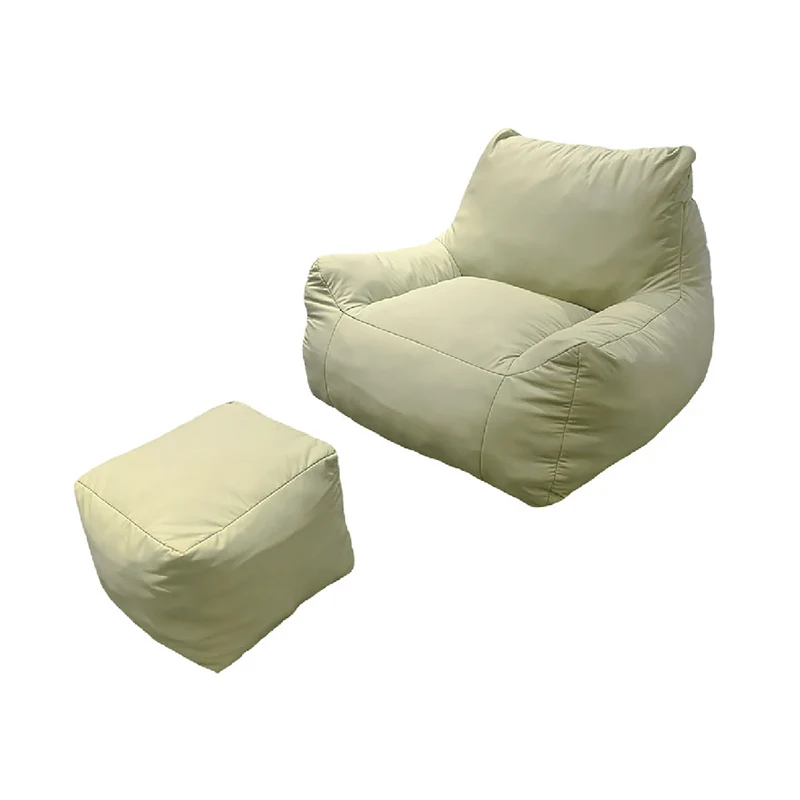 Modern Frameless Leathaire Compressed Sofa - Vacuum Compressed No-Installation Lounge Chair With Footstool For Living Room