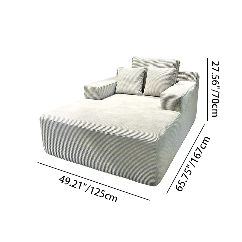Scandinavian Lightweight Skeletal-Free Single Compression Sofa - High-Density High-Resilience Foam Corduroy Lounge Chair For Living Room