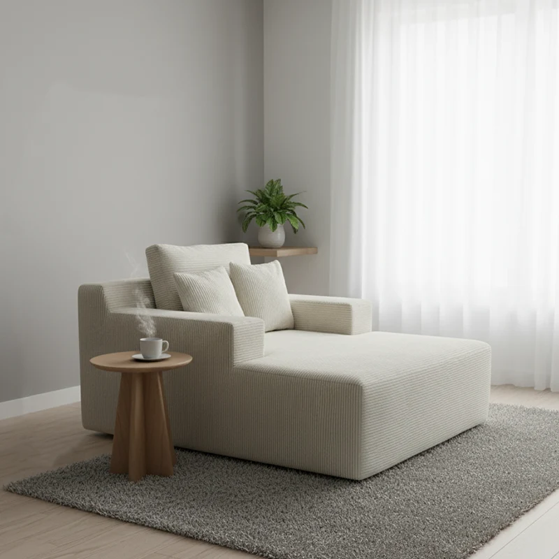 Scandinavian Lightweight Skeletal-Free Single Compression Sofa - High-Density High-Resilience Foam Corduroy Lounge Chair For Living Room