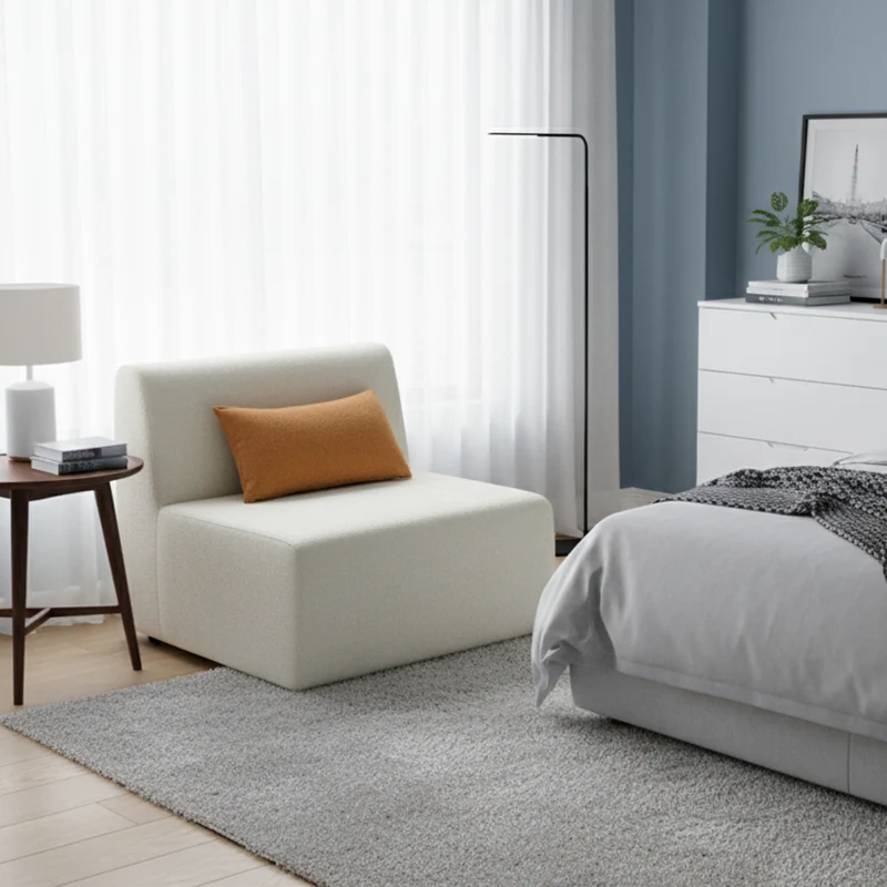 Modern Minimalist Skeletal-Free Single Compression Sofa - Eco-Friendly Formaldehyde-Free Chenille Foam Sofa For Living Room