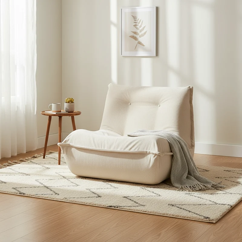 Contemporary Nordic Ergonomic Compressed Foam Sofa - Eco-Friendly High-Resilience Foam Fabric Sofa For Living Room & Bedroom