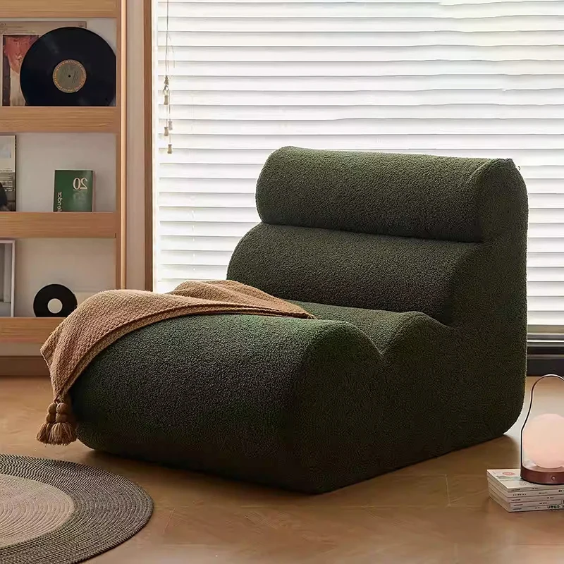 Contemporary Nordic Cloud Column Wave Sherpa Fabric Accent Chair Backrest Armless For Living Room