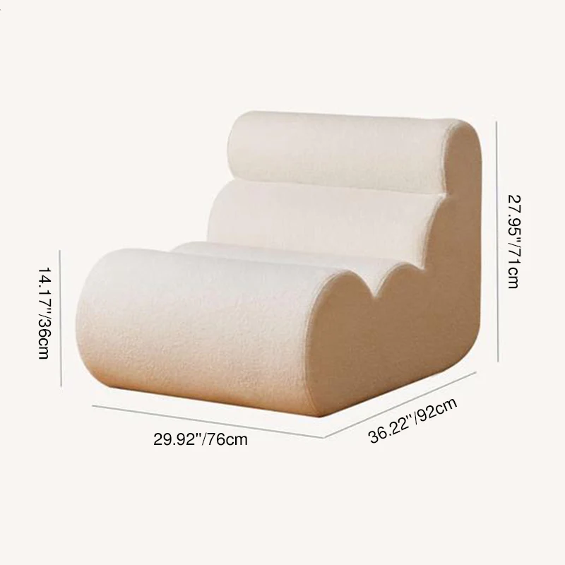 Contemporary Nordic Cloud Column Wave Sherpa Fabric Accent Chair Backrest Armless For Living Room