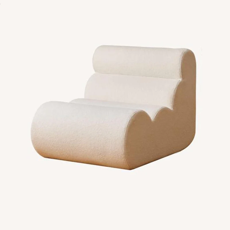 Contemporary Nordic Cloud Column Wave Sherpa Fabric Accent Chair Backrest Armless For Living Room